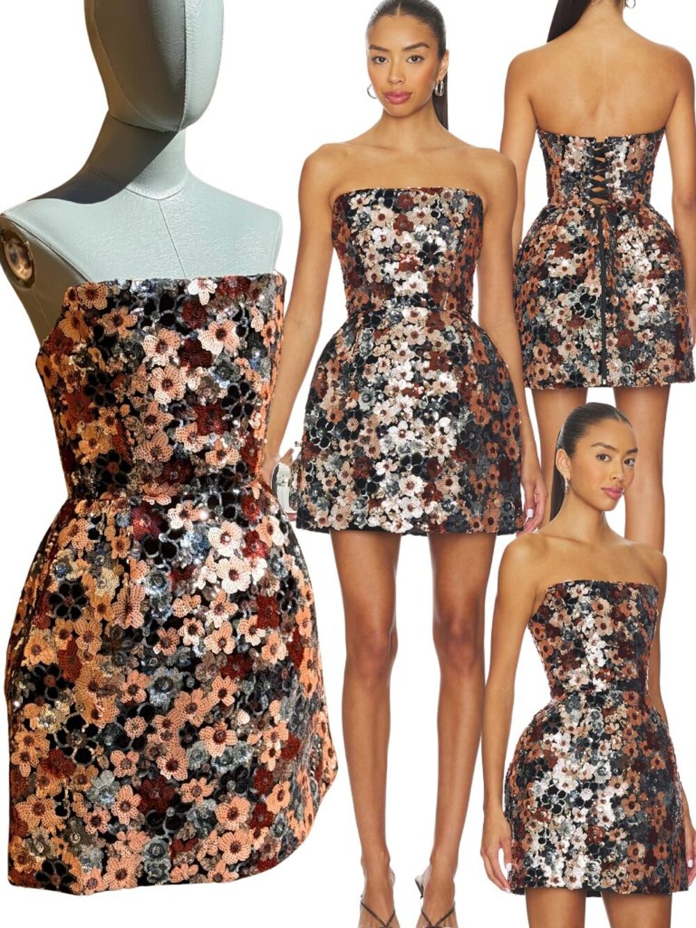 🆕 BRONX & BANCO 🧿 NWOT Maraya Floral Sequin Mini Dress, Pink Multi, Sz M US 6